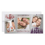Silver Damask Chandelier Red & Plum Save The Date Photo Cards