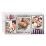 Silver Damask Chandelier Red & Plum Save The Date Photo Cards