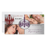 Silver Damask Chandelier Save The Date Photo Picture Card