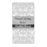 Silver Damask Holiday Wine Label