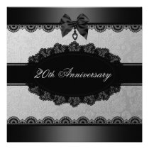 Silver Damask & Lace Wedding Anniversary Invite invitations