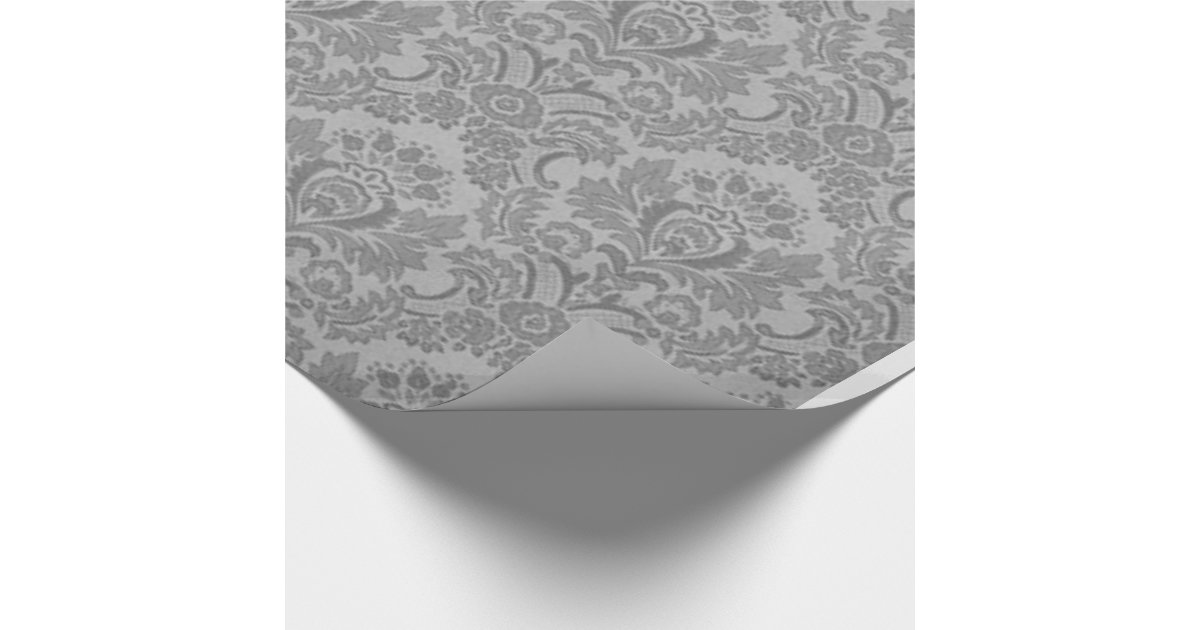 Silver Damask Pattern Wrapping Paper Zazzle