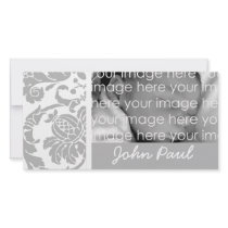 Silver Damask Photo Card photo cards by myhome71 Silver Damask Photo Card photo cards