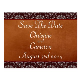Silver Damask Save The Date Postcard