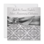 Silver Damask Silver 25th Anniversary Party invitations