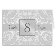 Silver Damask Table Number Folded Card