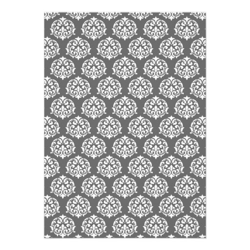 Silver Damask Wedding Invitations