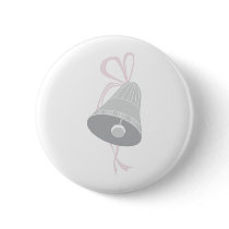 Silver Decorated Wedding Bell with Pink Bow buttons