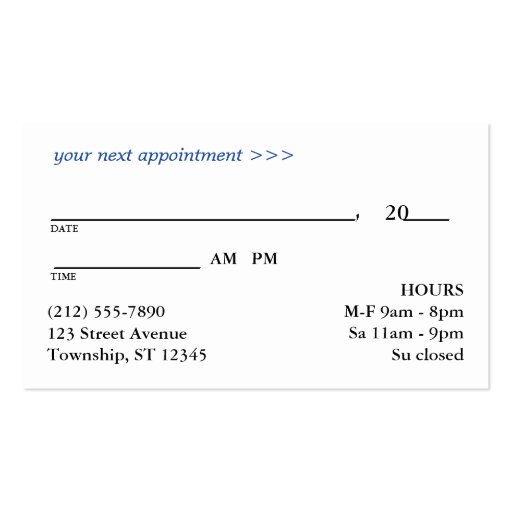Silver-Design Curve - Blue Appointment Cards Business Card Templates (back side)