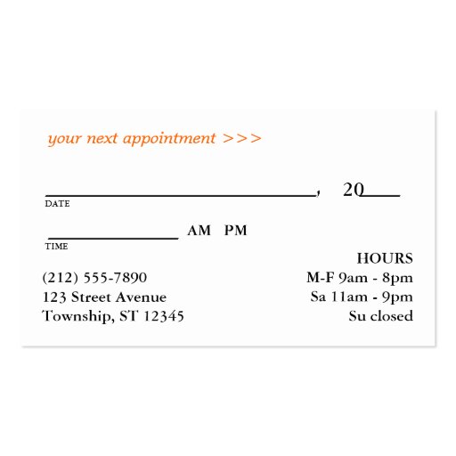 Silver-Design Curve - Orange Appointment Cards Business Card Templates (back side)