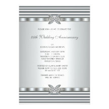 Silver Diamond 25th Anniversary Party Invitations