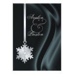 Silver Diamond Snowflake Black Silk Invitation