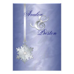 Silver Diamond Snowflake Blue Foil Invitation