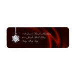 Silver Diamond Snowflake Red Silk Holiday Return Address Label