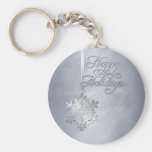 Silver Diamond Snowflake Silver Holiday Keychain