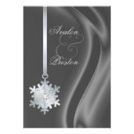Silver Diamond Snowflake Silver Silk Invitation