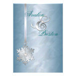 Silver Diamond Snowflake Teal Foil Invitation