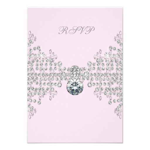 Silver Diamonds Pink Sweet 16 Birthday Party RSVP Announcements