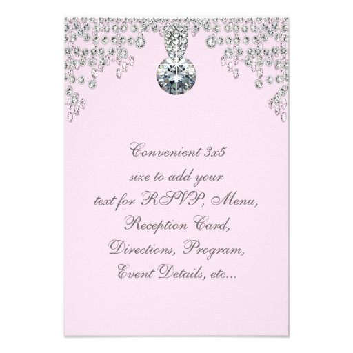 Silver Diamonds Pink Sweet 16 Birthday Party RSVP Custom Invitation