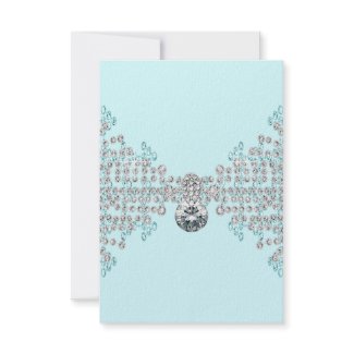 Silver Diamonds Teal Blue RSVP Party Template invitation