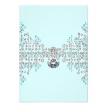 Silver Diamonds Teal Blue RSVP Party Template Personalized Invites