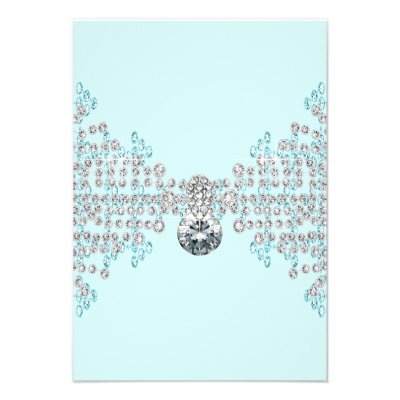 Silver Diamonds Teal Blue RSVP Party Template Personalized Invites