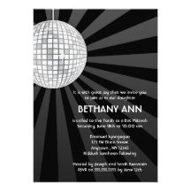 Silver Disco Ball Bat Mitzvah Invitations