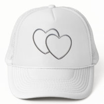 Silver Double Hearts Mesh Hats