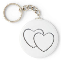 Silver Double Hearts Keychains