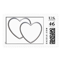 Silver Double Hearts Postage Stamps