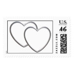 Silver Double Hearts Postage Stamps