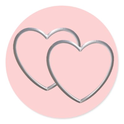 Silver Double Hearts Sticker