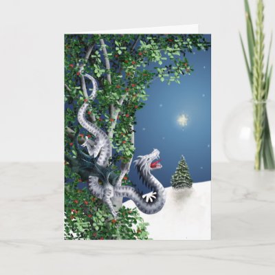 Silver Dragon Christmas Card