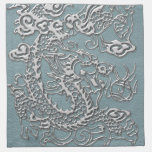 Silver Dragon on Aqua Blue Leather Texture napkins