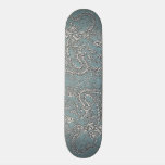 Silver Dragon on Aqua Blue Leather Texture skateboards