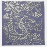 Silver Dragon on Blue Slate Leather Texture napkins