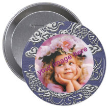 Silver Dragon on Blue Slate Leather Texture Pins