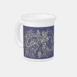 Silver Dragon on Blue Slate Leather Texture pitchers