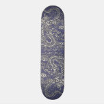 Silver Dragon on Blue Slate Leather Texture skateboards