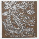 Silver Dragon on Brown Leather Texture napkins