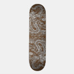 Silver Dragon on Brown Leather Texture skateboards