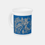 Silver Dragon on lapis Blue Leather Texture pitchers