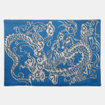 Silver Dragon on lapis Blue Leather Texture placemats