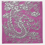 Silver Dragon on Magenta Pink Leather Texture napkins