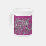 Silver Dragon on Magenta Pink Leather Texture pitchers