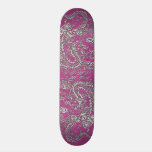 Silver Dragon on Magenta Pink Leather Texture skateboards