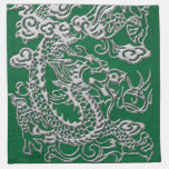 Silver Dragon on Pine Green Leather Texture napkins