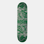 Silver Dragon on Pine Green Leather Texture skateboards