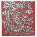 Silver Dragon on Red Leather Texture napkins
