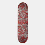 Silver Dragon on Red Leather Texture skateboards